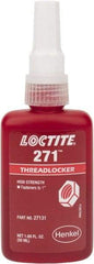 Loctite - 50 mL Bottle, Red, High Strength Liquid Threadlocker - Series 271, 24 hr Full Cure Time, Hand Tool, Heat Removal - Eagle Tool & Supply