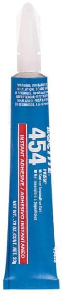 Loctite - 0.70 oz Tube Clear Instant Adhesive - Series 454, 15 sec Fixture Time, 24 hr Full Cure Time, Bonds to Plastic & Rubber - Eagle Tool & Supply