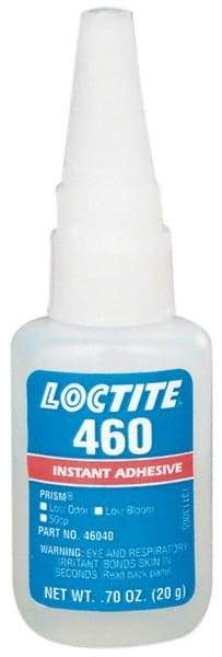 Loctite - 0.70 oz Bottle Tan Instant Adhesive - Series 460, 50 sec Fixture Time, 24 hr Full Cure Time, Bonds to Plastic & Rubber - Eagle Tool & Supply