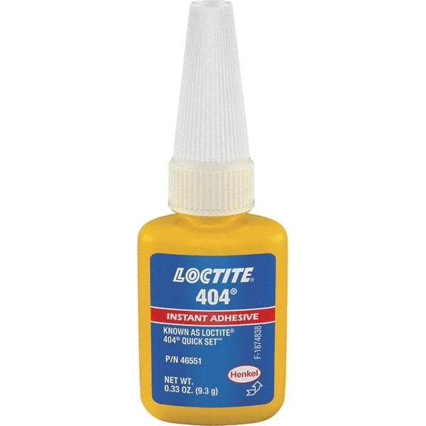 Loctite - 0.33 oz Bottle Clear Instant Adhesive - Series 404, 30 sec Fixture Time, 24 hr Full Cure Time, Bonds to Plastic & Rubber - Eagle Tool & Supply