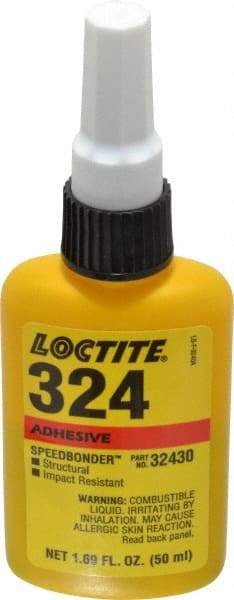 Loctite - 50 mL Bottle Structural Adhesive - 5 min Working Time, 3,000 to 3,600 psi Shear Strength, Series 324 - Eagle Tool & Supply