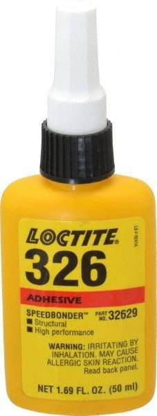 Loctite - 50 mL Bottle Structural Adhesive - 1 min Working Time, 2,200 psi Shear Strength, Series 326 - Eagle Tool & Supply