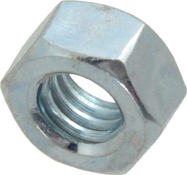 Value Collection - 5/16-18 UNC Steel Right Hand Hex Nut - 1/2" Across Flats, 17/64" High, Zinc-Plated Finish - Eagle Tool & Supply