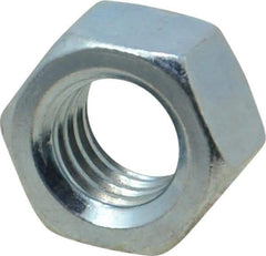 Value Collection - 3/8-16 UNC Steel Right Hand Hex Nut - 9/16" Across Flats, 21/64" High, Zinc-Plated Finish - Eagle Tool & Supply