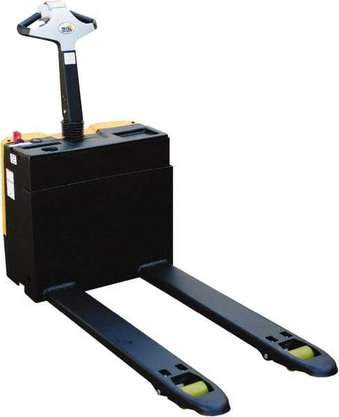 Vestil - 3,000 Lb Capacity, 7-51/64" Lift Electric Pallet Truck - 3.1" Min Lift Height, 47" Fork Length x 25" Fork Width, 28-1/2" Overall Width - Eagle Tool & Supply