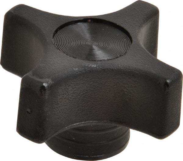 Gibraltar - 1-3/4" Head Diam, 4 Point Lobed Knob - 5/16-18 Hole, Thermoplastic, Black - Eagle Tool & Supply