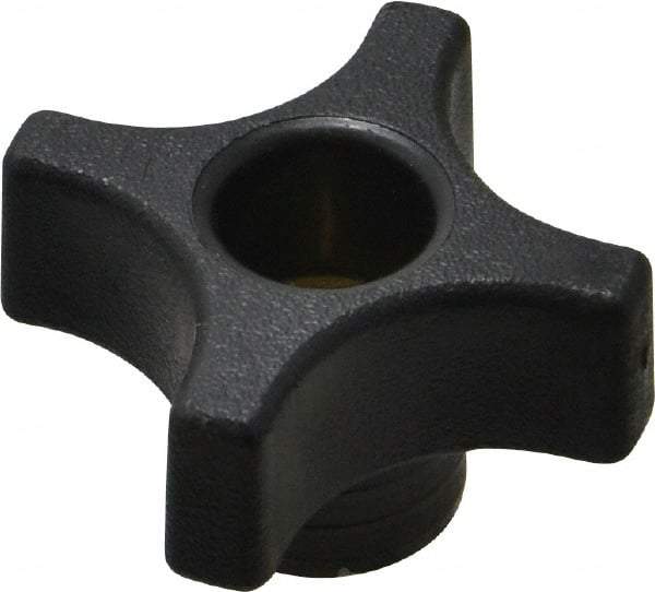 Gibraltar - 1-3/4" Head Diam, 4 Point Lobed Knob - 3/8-16 Hole, Thermoplastic, Black - Eagle Tool & Supply