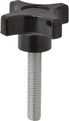 Gibraltar - 2" Head Diam, 4 Point Lobed Knob - 3/8-16 Stem, Phenolic, Black - Eagle Tool & Supply