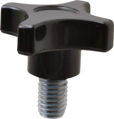 Gibraltar - 2" Head Diam, 4 Point Lobed Knob - 1/2-13 Stem, Phenolic, Black - Eagle Tool & Supply