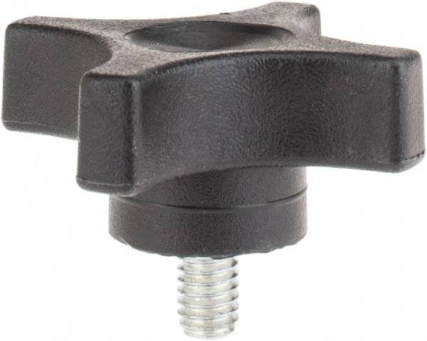 Gibraltar - 2-1/4" Head Diam, 4 Point Lobed Knob - 5/16-18 Stem, Thermoplastic, Black - Eagle Tool & Supply