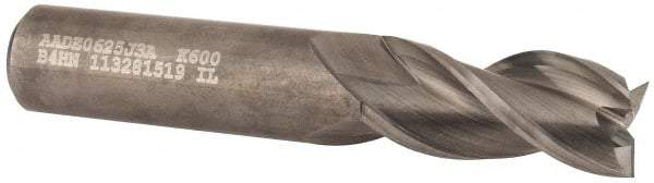 Kennametal - 5/8", 1-1/4" LOC, 5/8" Shank Diam, 3-1/2" OAL, 3 Flute, Solid Carbide Square End Mill - Single End, Uncoated, Spiral Flute, 37° Helix, Centercutting, Right Hand Cut, Right Hand Flute, Series AADE - Eagle Tool & Supply