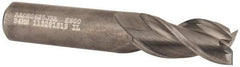 Kennametal - 5/8", 1-1/4" LOC, 5/8" Shank Diam, 3-1/2" OAL, 3 Flute, Solid Carbide Square End Mill - Single End, Uncoated, Spiral Flute, 37° Helix, Centercutting, Right Hand Cut, Right Hand Flute, Series AADE - Eagle Tool & Supply