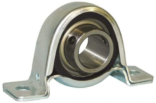 Browning - 3/4" ID, 4-1/4" OAL x 2-13/64" OAH Set Screw Locking Pillow Block - 1,444 Lb Static Cap, 2,611 Lb Dyn Cap, 3-3/8" Btw Mnt Hole Ctrs, 1-1/8" Base-to-Ctr Ht, Stamped Steel - Eagle Tool & Supply