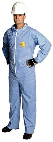 Dupont - Size XL Film Laminate General Purpose Coveralls - Blue, Zipper Closure, Open Cuffs, Open Ankles, Serged Seams - Eagle Tool & Supply