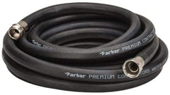 Parker - 25' Long Water Hose - 5/8" Diam, 3/4" GHT, Rubber, 125 psi, Black - Eagle Tool & Supply