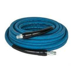 Parker - 50' Long, 3/8" Fitting, Male Rigid x Male Swivel Fitting, -40 to 250°F, Neoprene High Temp & High Pressure Hose - 3/8" Inside x 5/8" Outside Diam, Blue, 3,000 psi - Eagle Tool & Supply