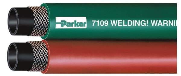 Parker - 3/8" Inside x 0.656" Outside Diam, Grade T Welding Hose - Green & Red, 50' Long, Twin Style, 200 psi Working Pressure - Eagle Tool & Supply