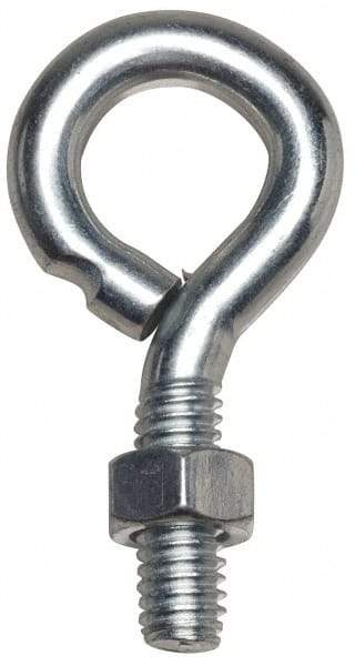 Gibraltar - 1/2-13, Zinc-Plated Finish, Steel Wire Turned Open Eye Bolt - 4" Thread Length, 1" ID x 2" OD, 6" Shank Length - Eagle Tool & Supply