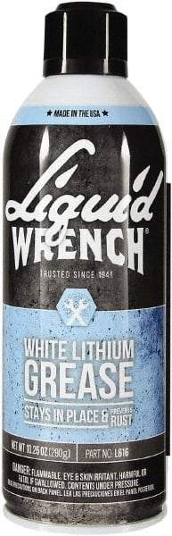 Liquid Wrench - 10.25 oz Aerosol Lithium General Purpose Grease - White, 225°F Max Temp, - Eagle Tool & Supply