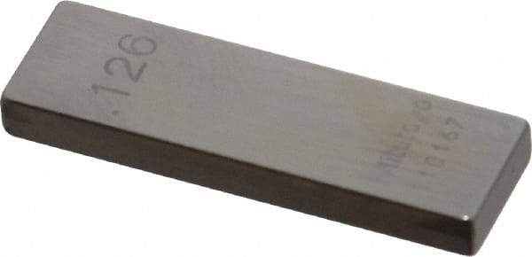 Mitutoyo - 0.126" Rectangular Steel Gage Block - Accuracy Grade AS-1, Includes Certificate of Inspection - Eagle Tool & Supply