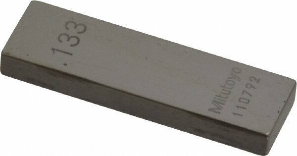 Mitutoyo - 0.133" Rectangular Steel Gage Block - Accuracy Grade AS-1, Includes Certificate of Inspection - Eagle Tool & Supply