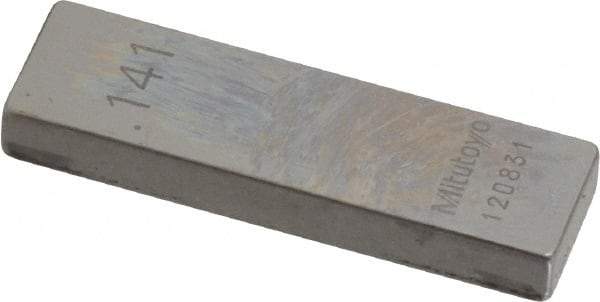 Mitutoyo - 0.141" Rectangular Steel Gage Block - Accuracy Grade AS-1, Includes Certificate of Inspection - Eagle Tool & Supply