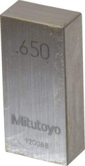 Mitutoyo - 0.65" Rectangular Steel Gage Block - Accuracy Grade AS-1, Includes Certificate of Inspection - Eagle Tool & Supply