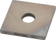 Mitutoyo - 0.108" Square Steel Gage Block - Accuracy Grade 0, Includes Certificate of Inspection - Eagle Tool & Supply