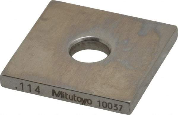 Mitutoyo - 0.114" Square Steel Gage Block - Accuracy Grade 0, Includes Certificate of Inspection - Eagle Tool & Supply