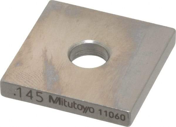 Mitutoyo - 0.145" Square Steel Gage Block - Accuracy Grade 0, Includes Certificate of Inspection - Eagle Tool & Supply