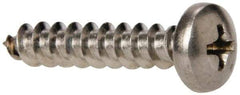 Value Collection - #10 Pan Head Phillips Sheet Metal Screw - Stainless Steel, 1" Length Under Head, Grade 316 - Eagle Tool & Supply