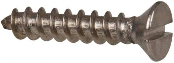 Value Collection - #10 Flat Head Slotted Sheet Metal Screw - Stainless Steel, 1" OAL, Grade 316 - Eagle Tool & Supply
