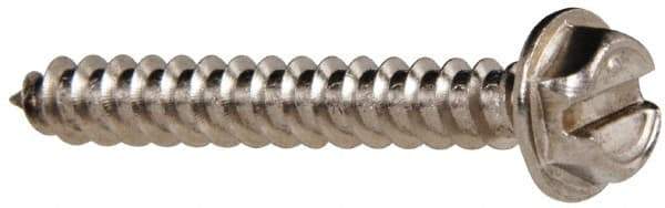 Value Collection - #8 Hex Washer Head Slotted Sheet Metal Screw - Stainless Steel, 1-1/4" Length Under Head, Grade 316 - Eagle Tool & Supply