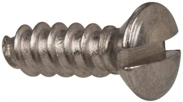 Value Collection - #4 Oval Head Slotted Sheet Metal Screw - Stainless Steel, 3/8" OAL, Grade 316 - Eagle Tool & Supply