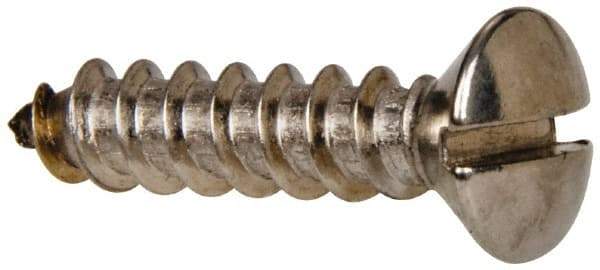 Value Collection - #12 Oval Head Slotted Sheet Metal Screw - Stainless Steel, 1" OAL, Grade 316 - Eagle Tool & Supply