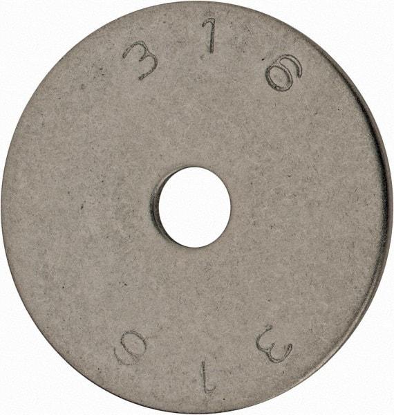 Value Collection - 1/4" Screw, Grade 18-8 Stainless Steel Fender Flat Washer - 1/4" ID x 1-1/2" OD, 0.072" Thick, Plain Finish - Eagle Tool & Supply