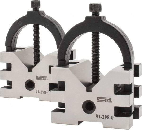 SPI - 2" Max Capacity, 90° Angle, Hardened Steel V-Block - 2-3/8" Long x 2-3/4" Wide x 2" High, Sold as Matched Pair - Eagle Tool & Supply