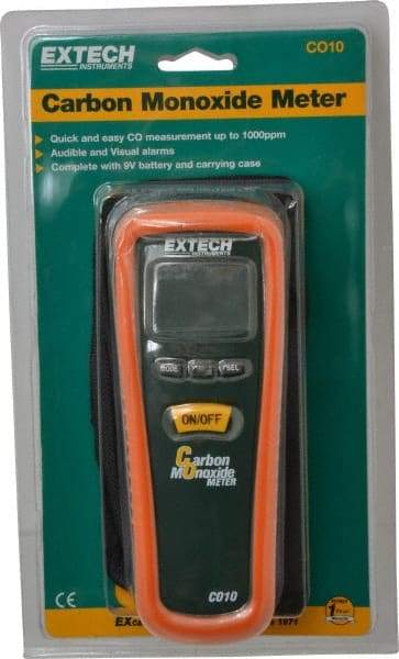 Extech - Audible Alarm, LCD Display, Carbon Monoxide (CO) Meter - Monitors Carbon Monoxide - Eagle Tool & Supply