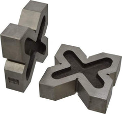 SPI - 3/4 to 2" Capacity, 90° Angle, Cast Iron 4-Way V-Block - 4" Long x 1-3/16" Wide x 4" High, Sold as Matched Pair - Eagle Tool & Supply