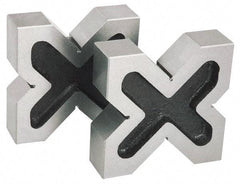 SPI - 1-9/16 to 2-3/8" Capacity, 90° Angle, Cast Iron 4-Way V-Block - 4-3/4" Long x 1-3/8" Wide x 4-3/4" High, Sold as Matched Pair - Eagle Tool & Supply