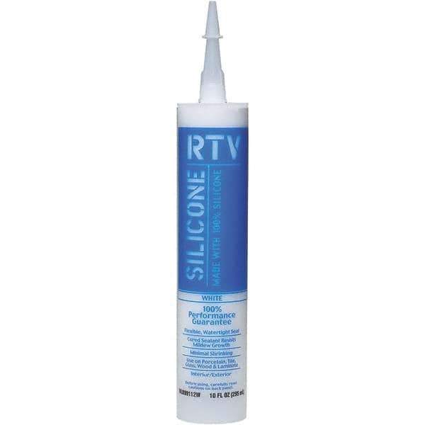 White Lightning - 10 oz Tube White RTV Silicone Sealant - 5 to 7 Days Full Cure Time - Eagle Tool & Supply