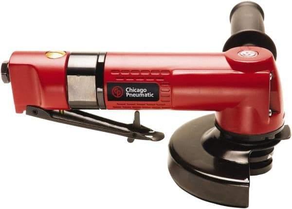 Chicago Pneumatic - 5" Wheel Diam, 12,000 RPM, Pneumatic Angle & Disc Grinder - 3/8-24 Spindle, 5.4 CFM, Front Exhaust - Eagle Tool & Supply