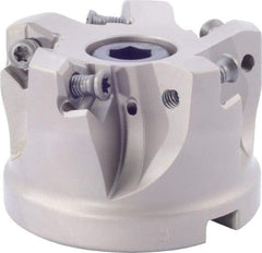 Iscar - 5 Inserts, 1.87" Cutter Diam, 0.08" Max Depth of Cut, Indexable High-Feed Face Mill - 1" Arbor Hole Diam, 1-3/4" High, FF FWX-08 Toolholder, H600 WXCU 08 Inserts, Series FF FWX - Eagle Tool & Supply