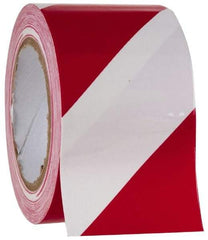 NMC - Red & White Striped Vinyl Tape - 3" Wide x 108' Long x 0.002" Thick, General Traffic - Eagle Tool & Supply