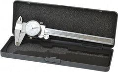Fowler - 0mm to 6" Range, 0.001" and 0.02 mm Graduation, 0.1" per Revolution, Dial Caliper - White Face, 1.56" Jaw Length - Eagle Tool & Supply
