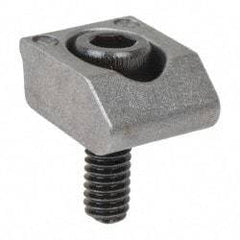 Mitee-Bite - 8-32 Screw Thread, 1/2" Wide x 0.1" High, Smooth Steel Standard Style Screw Mount Toe Clamp - 1,500 Lb Holding Force, 44" Lb Torque, 3.7 Lb Ft Torque, 25/64" Long Extension, 0.016" Throw, 8 Clamps in Package - Eagle Tool & Supply