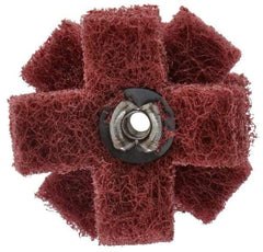 Standard Abrasives - 1-1/2" Diam Medium Density Cross Buff - 3 Plys, 8-32 Thread, Very Fine Grade, 20,000 Max RPM - Eagle Tool & Supply