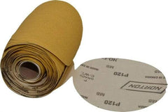 Norton - 5" Diam, 120 Grit Aluminum Oxide Adhesive PSA Disc - Medium Grade, Gold, C Weighted Backing, Flexible - Eagle Tool & Supply