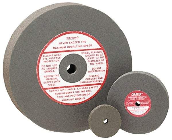 Cratex - 4" Diam x 1/2" Hole x 1/4" Thick, Surface Grinding Wheel - Silicon Carbide, Fine Grade, 5,250 Max RPM, Rubber Bond, No Recess - Eagle Tool & Supply