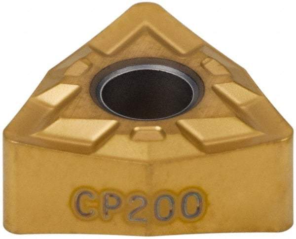 Seco - WNMP332 MF1 Grade CP200 Carbide Turning Insert - TiAlN/TiN Finish, 80° Trigon, 3/8" Inscr Circle, 3/16" Thick, 1/32" Corner Radius - Eagle Tool & Supply